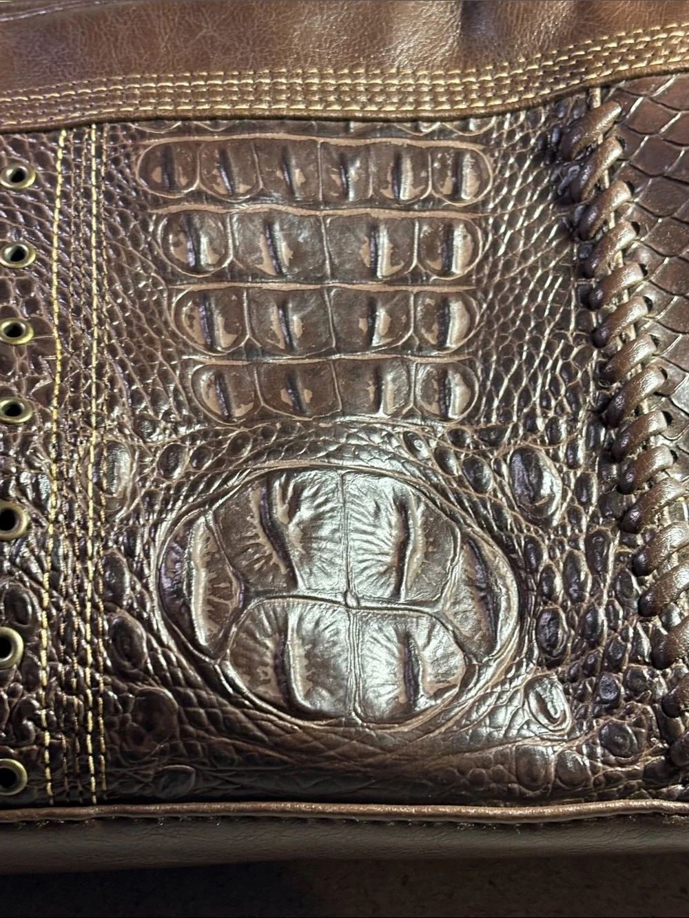 Sag Harbor Faux Alligator Brown Leather Purse